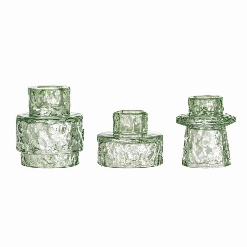 Set de 3 bougeoirs en verre Delphia S:D6xH5/M:D6xH7/L:D6,5xH7,5 cm,