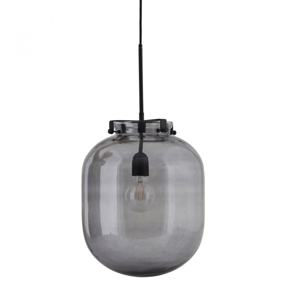 Suspension en verre Grise  h : 35 cm, d : 30 cm