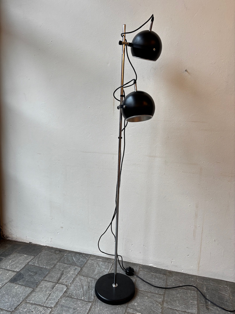 Lampadaire 2 boules noires années 70