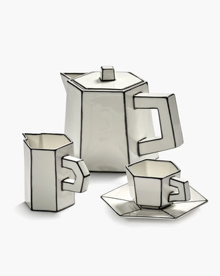 Tasse à thé carte blanche lignes noires