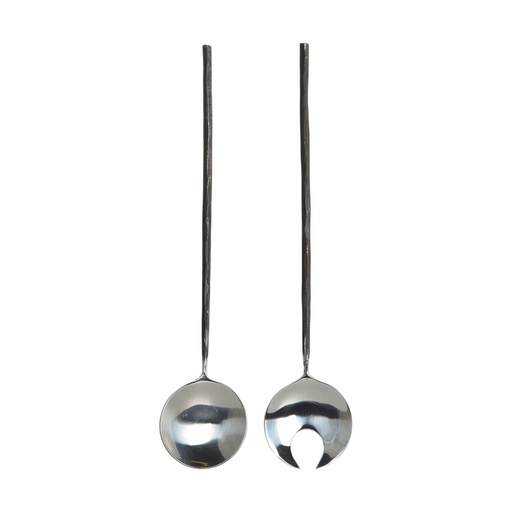 Set de couverts à salade martelé gris
