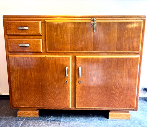 Meuble de cuisine années 60 vernis au tampon 140x60xH110cm