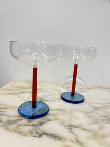 Set de 2 verres champagne pieds couleur coupe Bobbie