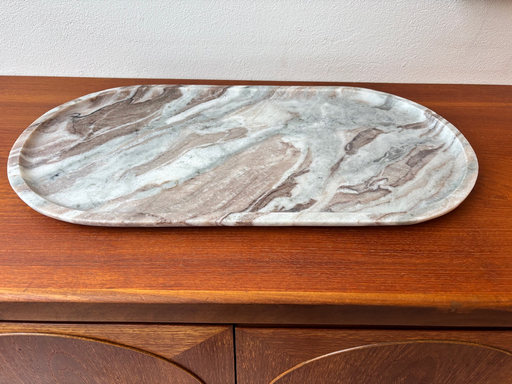 Grand plateau ovale en marbre