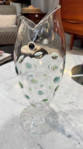 Carafe en verre forme poisson 1.2L decor pois verts