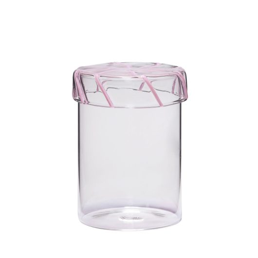 Storage jar heir transparent coulure relief couvercle m pink 9x14