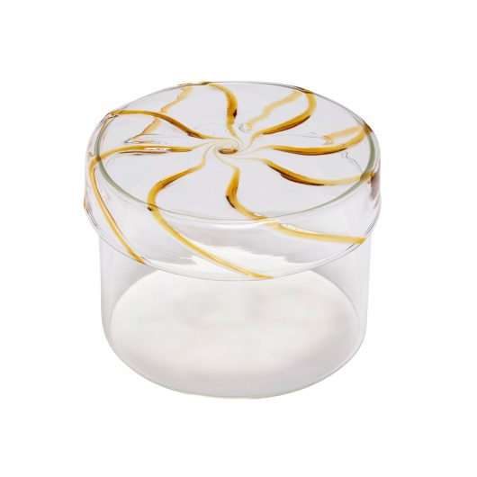 Storage jar heir transparent coulure relief couvercle s jaune 12x10