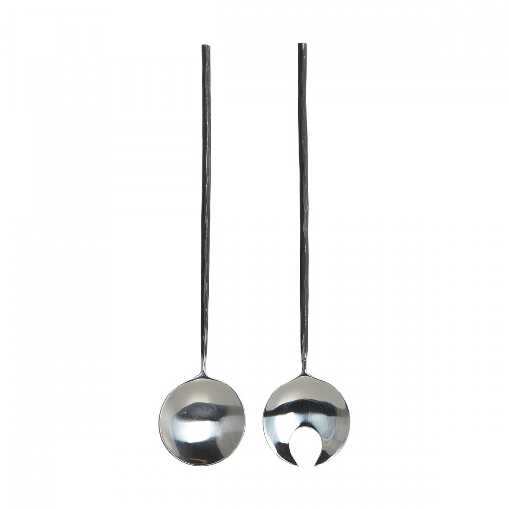 Set de couverts à salade martelé gris