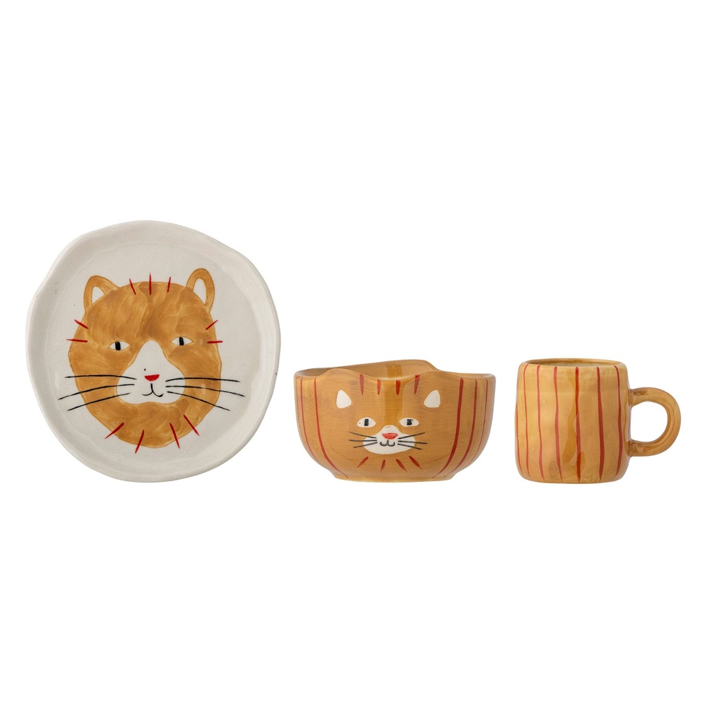 Kittie Ensemble de vaisselle, Marron, Grès C:Ø7xH6,5/B:Ø11,5xH7/P:Ø15 cm (Set of 3)