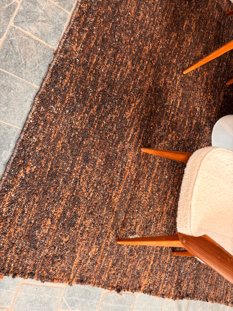 Tapis en Laine à poils ras 300 brun 205x300