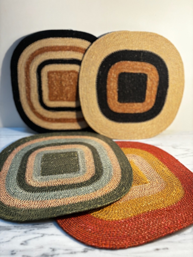 Set de table en Jonc carré rond multico