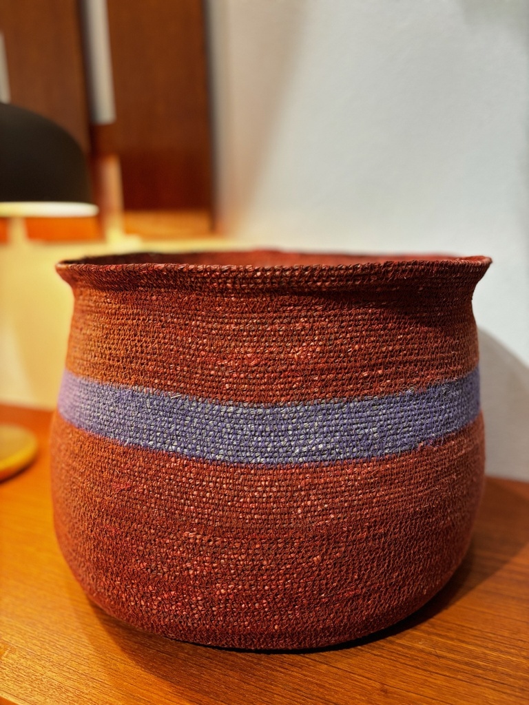 Panier en jonc de mer d43xh28cm rouille