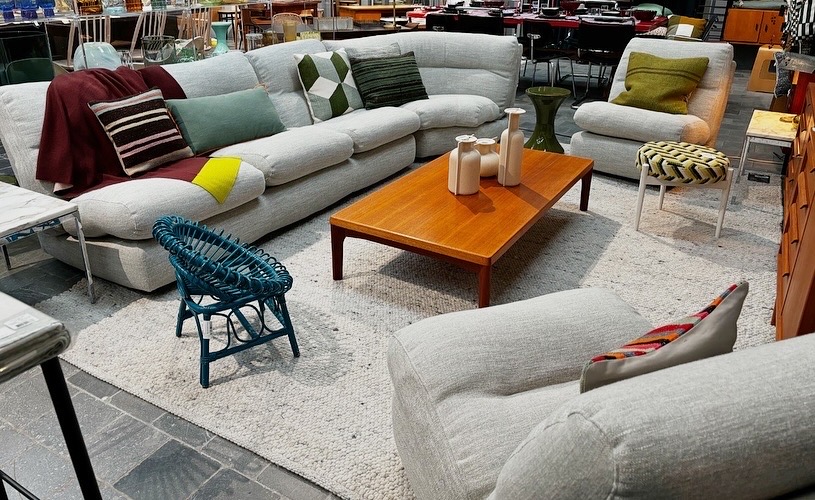 Ensemble chauffeuses/canapé angle Ligne Roset Albany nouveau garnissage