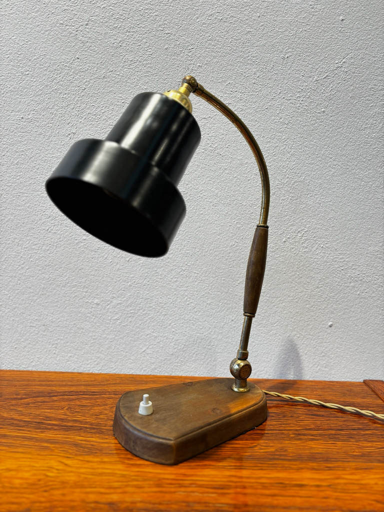 Lampe bureau pied bois 