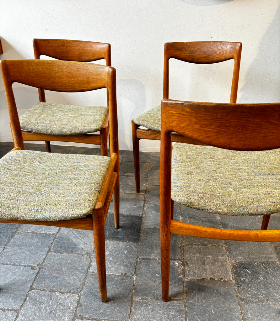 4 chaises bois clair nouveau garnissage vert