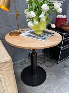 Table gueridon pieds bistrot tablette chene massif D70xH74cm