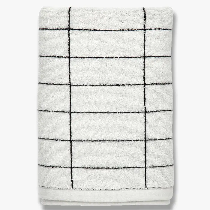 Set de 2 essuies invités Tile Stone black/offwhite 38x60cm