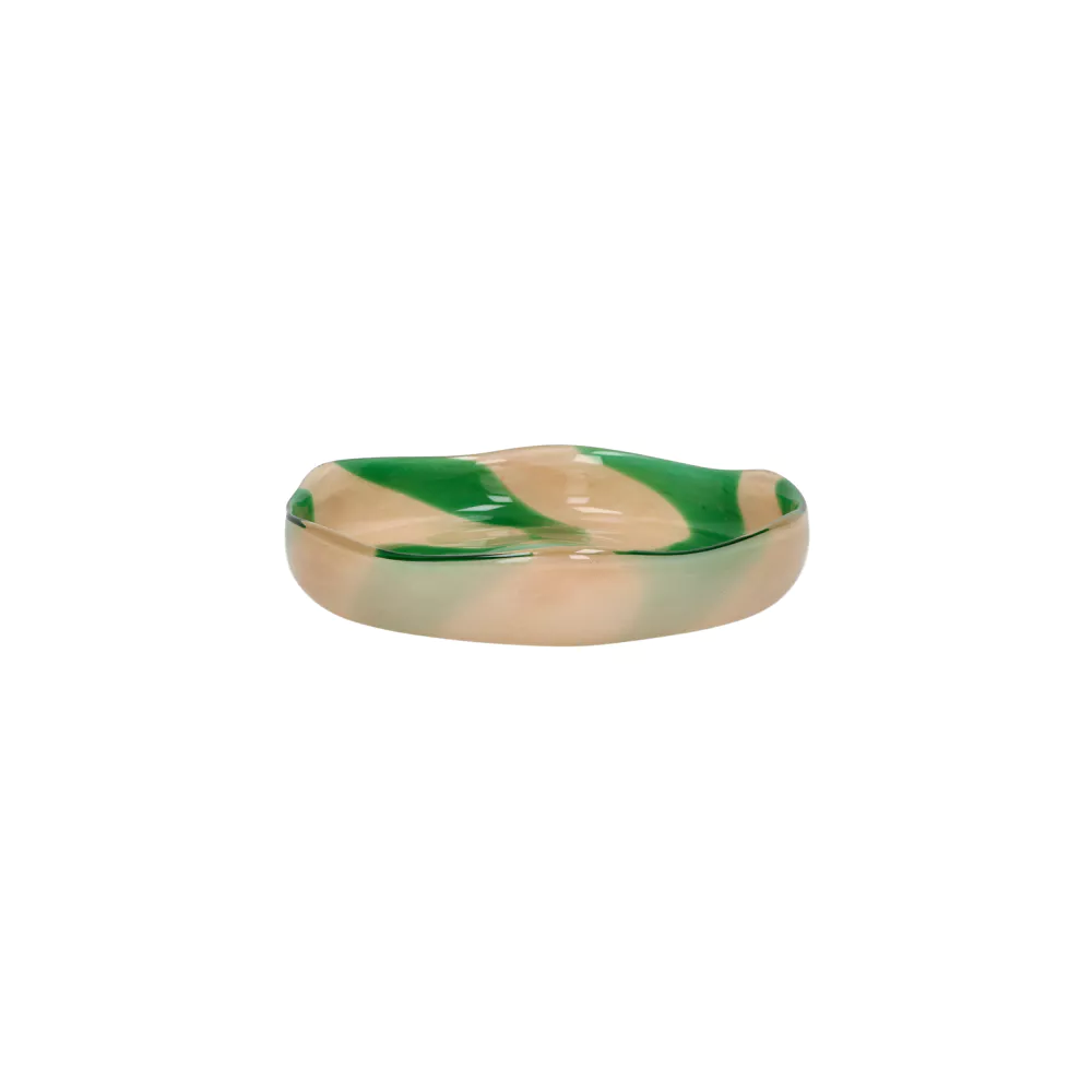 Coupe en verre Cannes lignes vertes D:31.5 x H5 cm