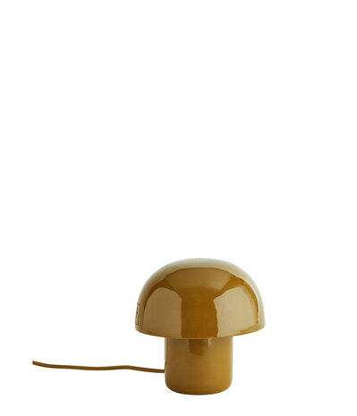 Lampe champignon métal émaillé moutarde ou kaki 20x20
