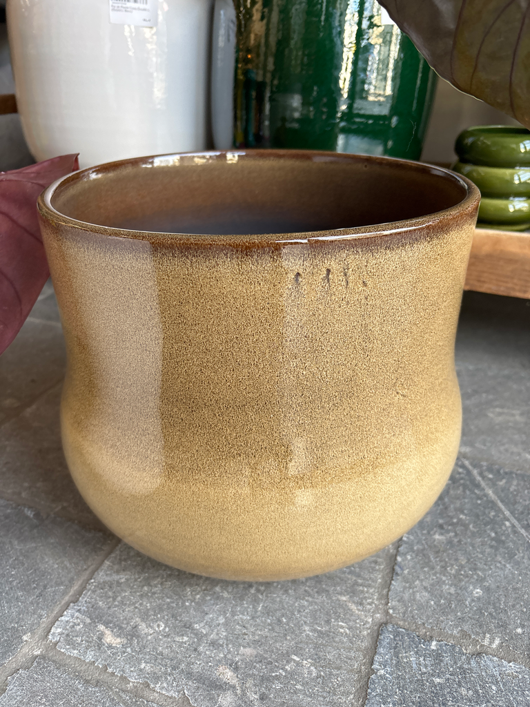 Pot glazed d28x28 cream brown