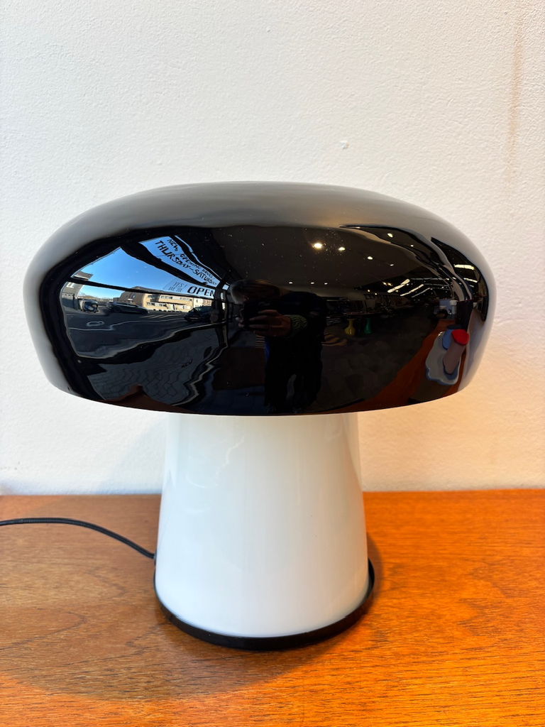 Lampe champignon blanche et noire h34