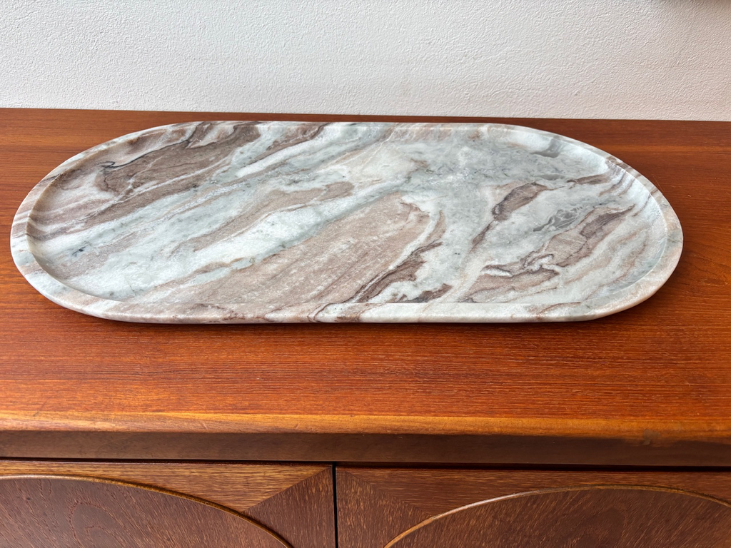 Grand plateau ovale en marbre