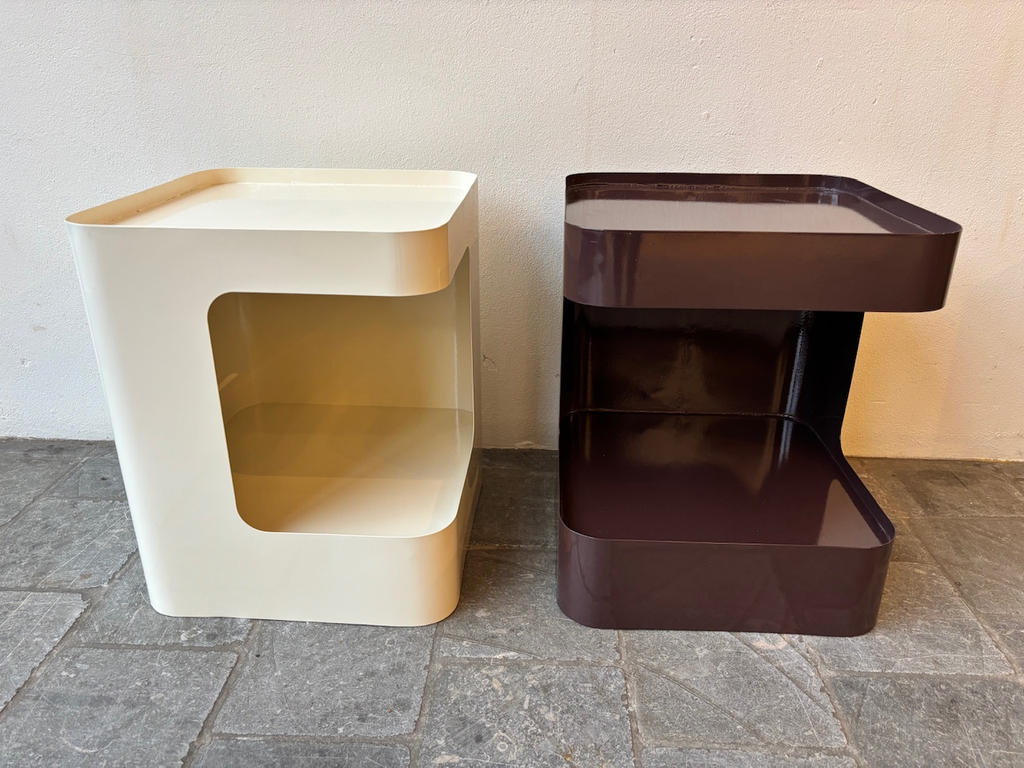 Chevet coffe table quadri brun ou crème métal laqué 36,5x36,5xh45