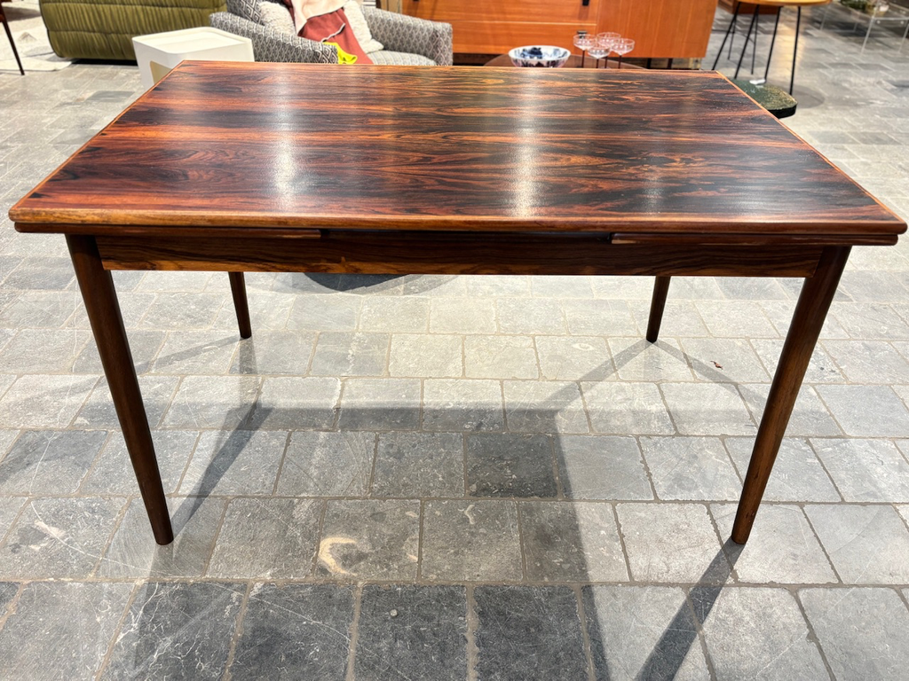 Table en palissandre 2 allonges 122,5x80xH73cm +2all 41,5cm