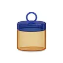 Pot en verre borosiolicate avec poignée colorée anneau orange et bleu 500ml