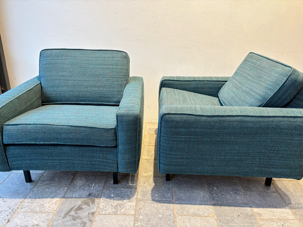 Paire de fauteuils cube bleu canard