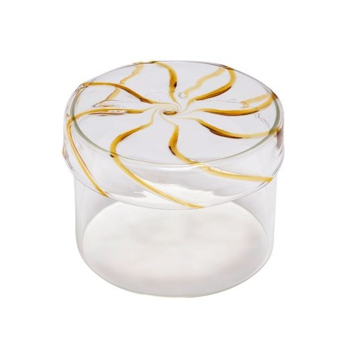 Storage jar heir transparent coulure relief couvercle s jaune 12x10