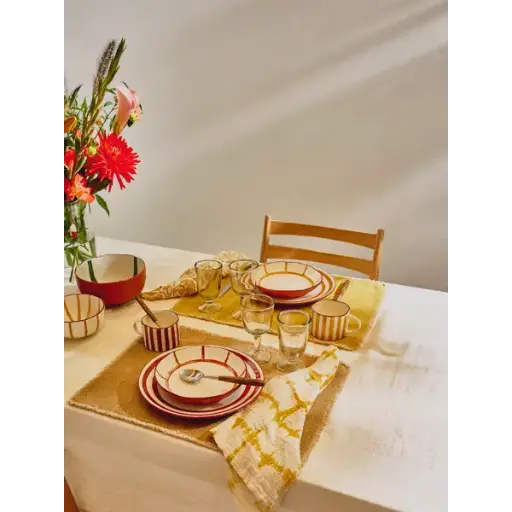 Set de table coton 50x35cm franges Frivole