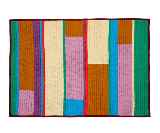 Plaid Multicolor Oekotex Block Burgundy/ Multicoloré 140x200