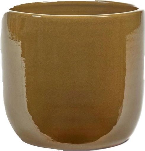 Pot de fleurs ocre lisse 22x22x20