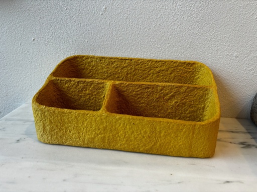 Organisateur bureau papier maché jaune