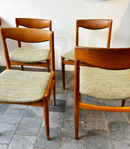 4 chaises bois clair nouveau garnissage vert