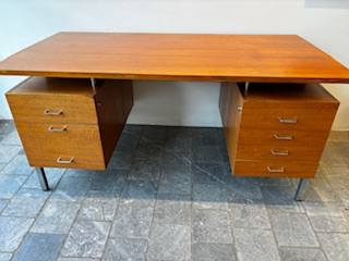 Bureau double colonne pieds chromés 160x80xh76