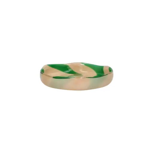 Coupe en verre Cannes lignes vertes D:31.5 x H5 cm