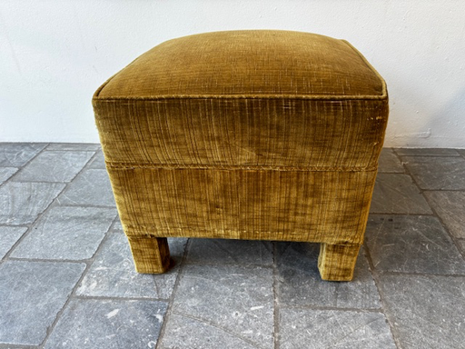Pouf vintage carré velours vert 49x49xh40