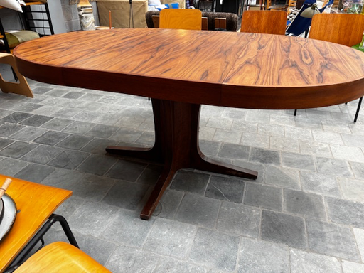 Table ronde large bandeau bois veiné + 3 allonges D110xh73.5 +3x60