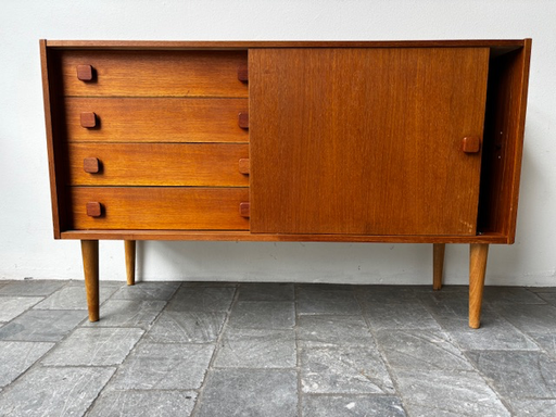 Petite enfilade porte glissière et tiroirs 122x39xH77cm