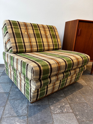 Fauteuil relax lit tissu écossais