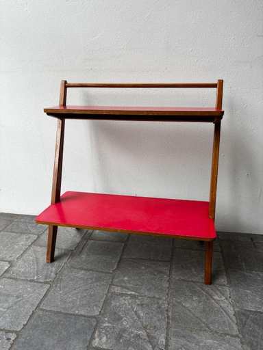 Table d appoint double étages rouge 62x28xH69cm