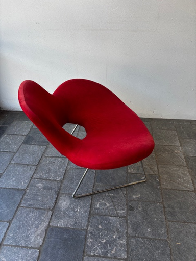 fauteuil rouge velours années 80