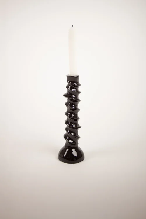 Bougeoir torsadé noir brillant Emina
