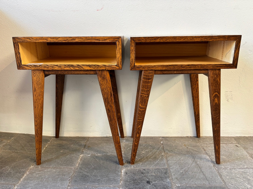 Paire de tables de nuit chene bicolore 40x27xH57cm