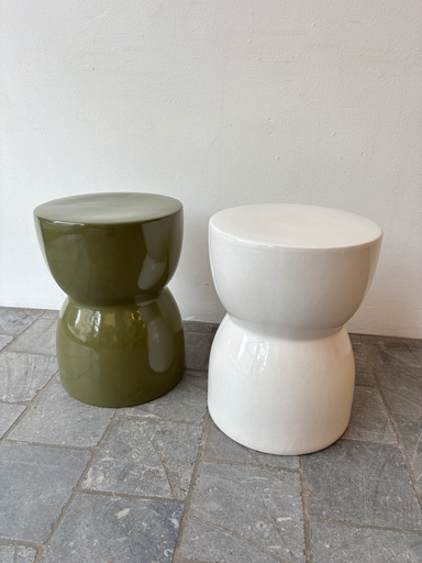 Tabouret en ceramique crème ou vert